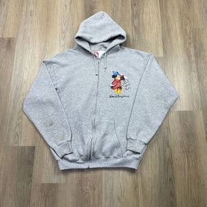 Vintage Hoodie Mens Large Gray Mickey Mouse Walt Disneyworld 90s 25th Anniversay